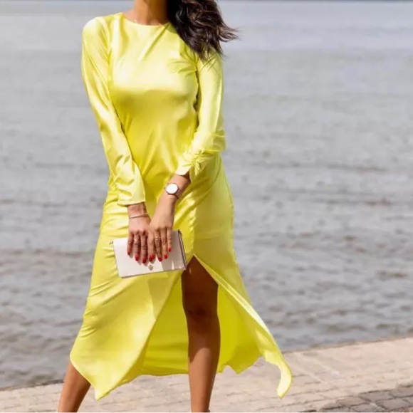 Express Dresses & Skirts - Satin Maxi Dress With Slit